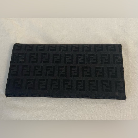Authentic FENDI Zucchino Print Canvas Leather Black Long Wallet 8M0021 - Picture 5 of 16
